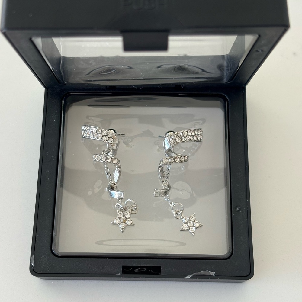 Elegant Silver Star Drop Earrings